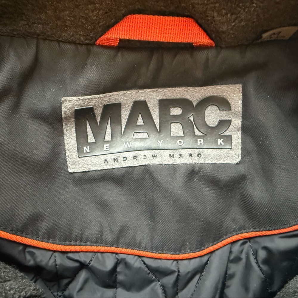 Marc New York Black Coat with Orange Trim